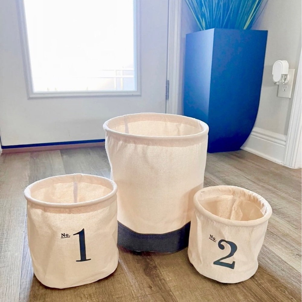Target 🎯 3ct Farmhouse Canvas Nesting Baskets Storage Planter Decor
